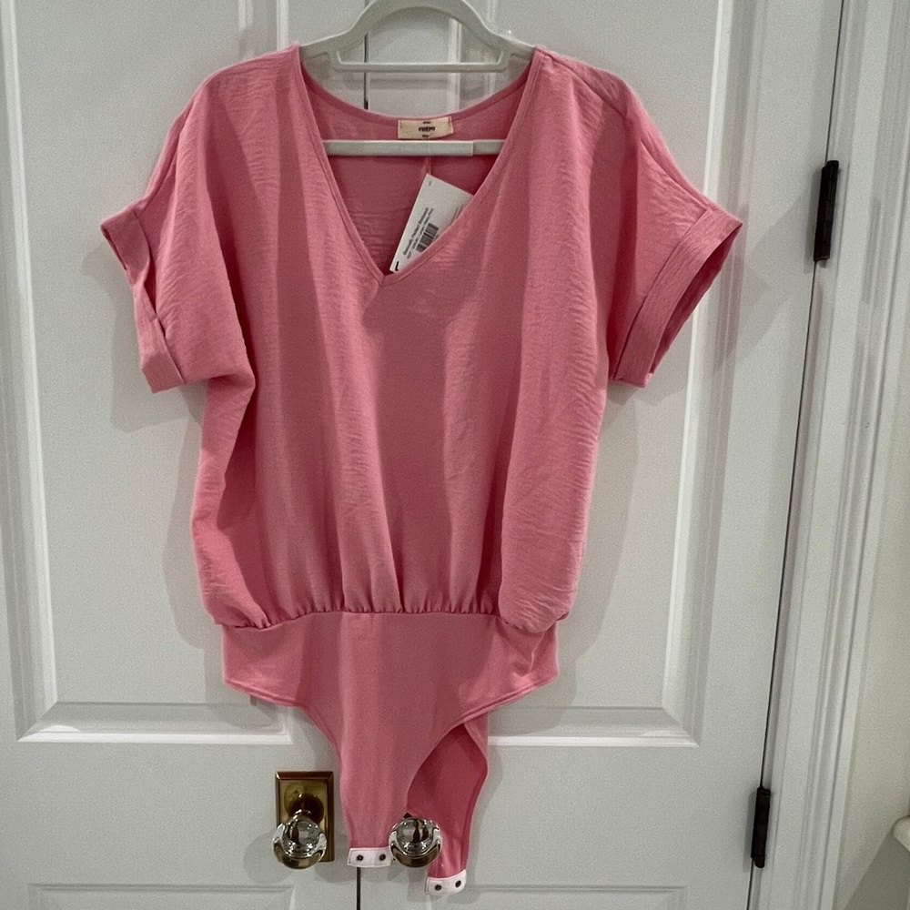 Pink blousey bodysuit